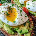 Avocado and smashed egg toast for breakfast