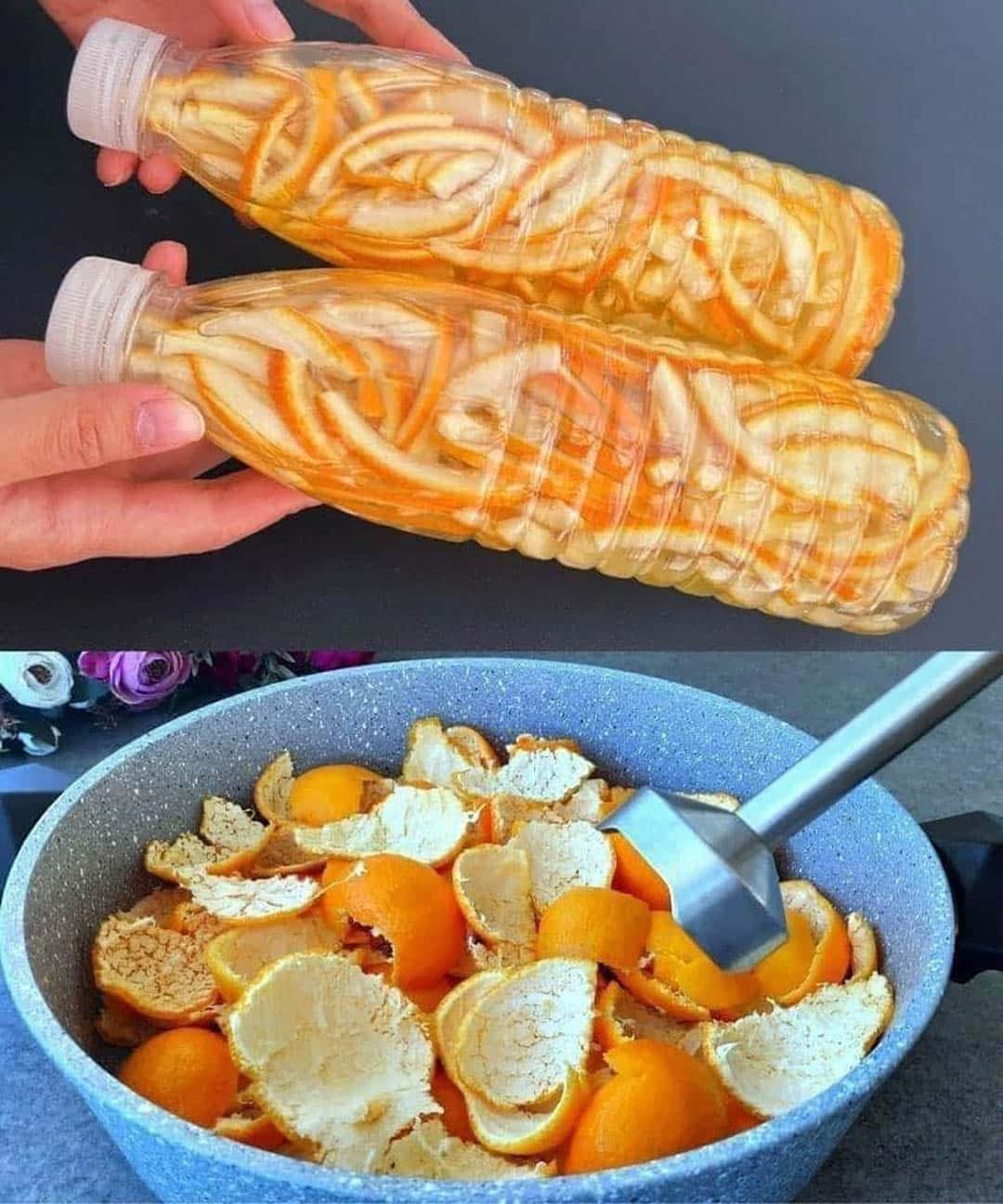 Turn your citrus peels into a fragrant, eco-friendly homemade cleaner 25 ne jetez plus vos ecorces dorange glissez les dans un bocal avec un peu de vinaigre elles sont de veritables tresors pour la maison